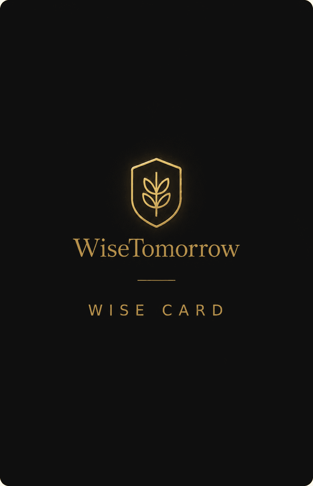 The black Wise Card with the gold WiseTomorrow emblem
